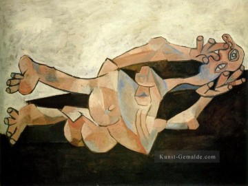 Femme couchee sur fond cachou 1938 Kubismus Ölgemälde